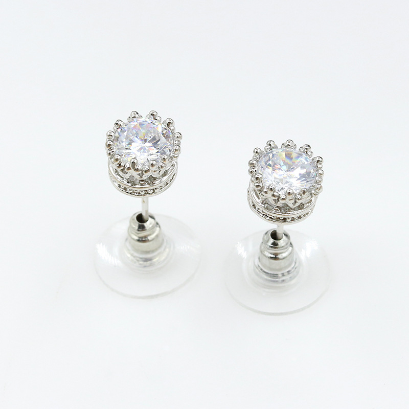 The new Korean-style earrings with round stud earrings and a crown made of zirconia are selling well on AliExpress Application Scenario