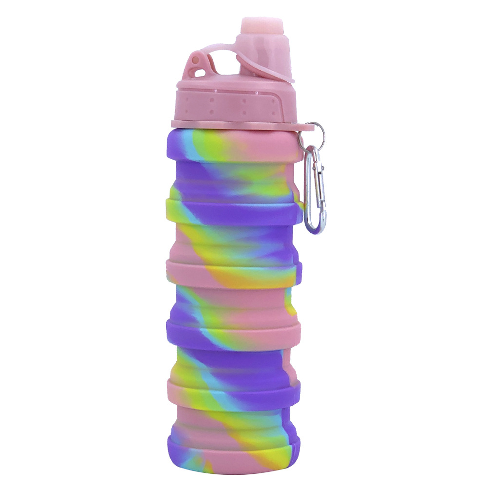 Cross-border best-selling creative silicone foldable water cup, high-temperature resistant sports water bottle with lid, portable gift water cup Item Picture
