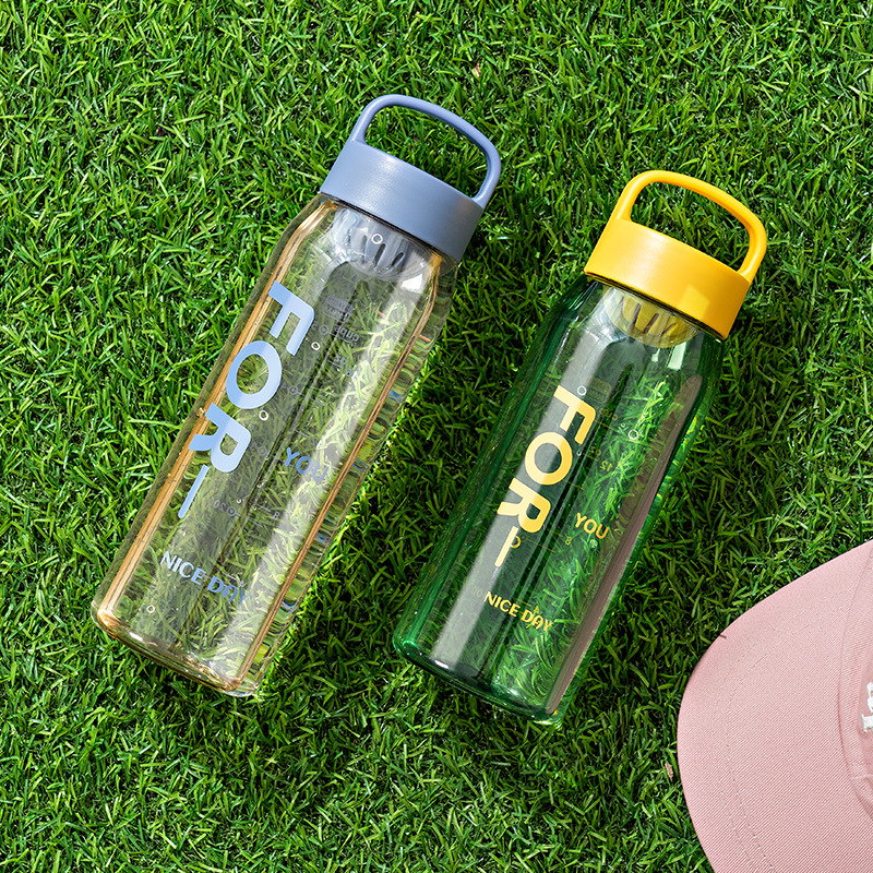 Summer outdoor sports plastic water cups, flower tea cups, simple and durable, sealed and portable student water bottles, tea water separators details Picture