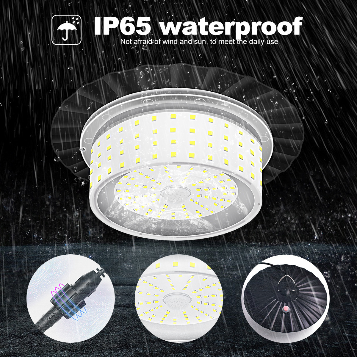 Cross-border new 244LED solar chandelier, human body sensor remote control chandelier, tent valley lamp, waterproof courtyard camping lamp Specification drawing