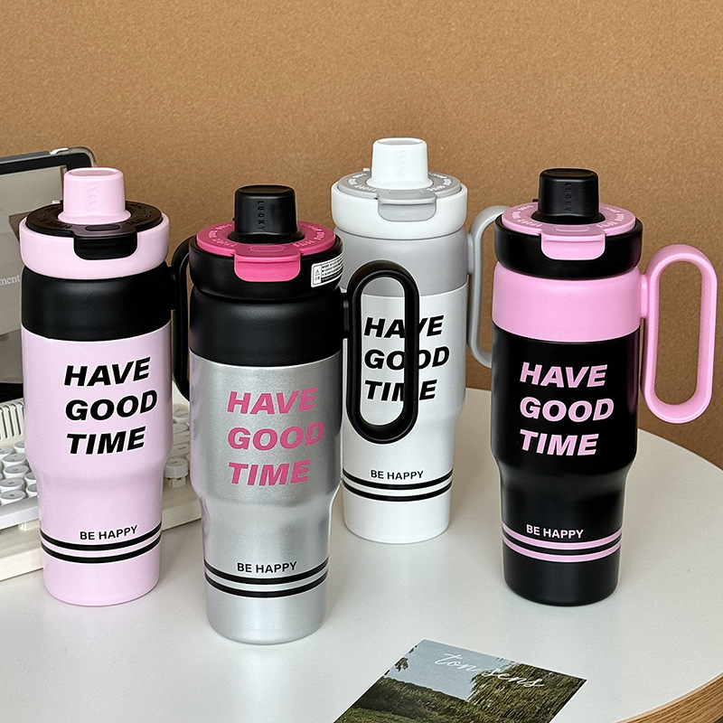 Yongkang insulated cup, large-capacity office portable stainless steel water cup, high appearance level for girls, Ice King Double Drinking Straw cup Specification drawing