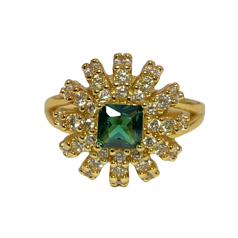French court style retro light luxury sunflower fashion open ring, a cold and elegant female style versatile and unique ring Item Picture