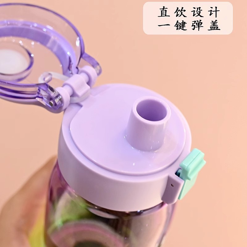 High appearance level student water cup, gender gradient sports portable plastic cup for going to and from school, anti-drop and heat-resistant special water bottle Application Scenario