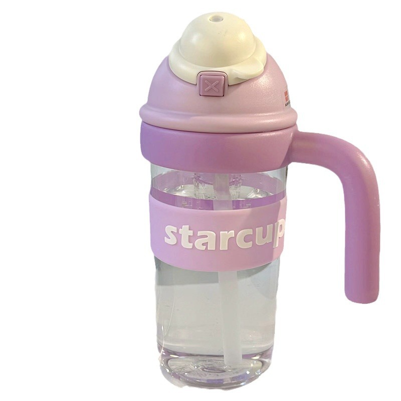Girls' bouncing water cup, cute ins with handle, girls' straw cup, portable large-capacity straw plastic cup Item Picture