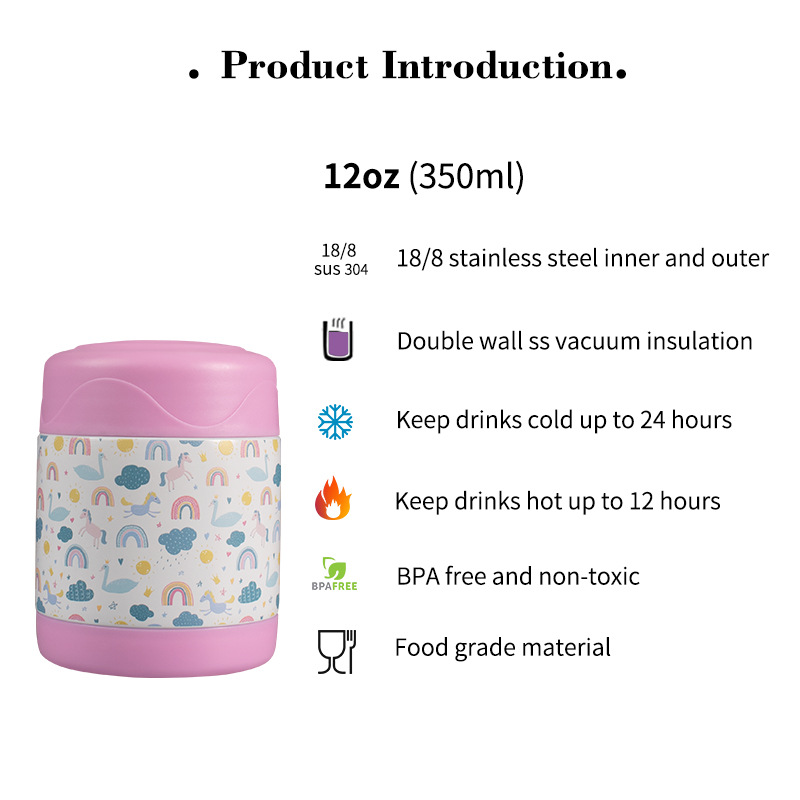 Customized portable children's thermos POTS, insulated cups, porridge cooking cups, thermos kettles, thermos cups, children's lunch boxes, food cans details Picture