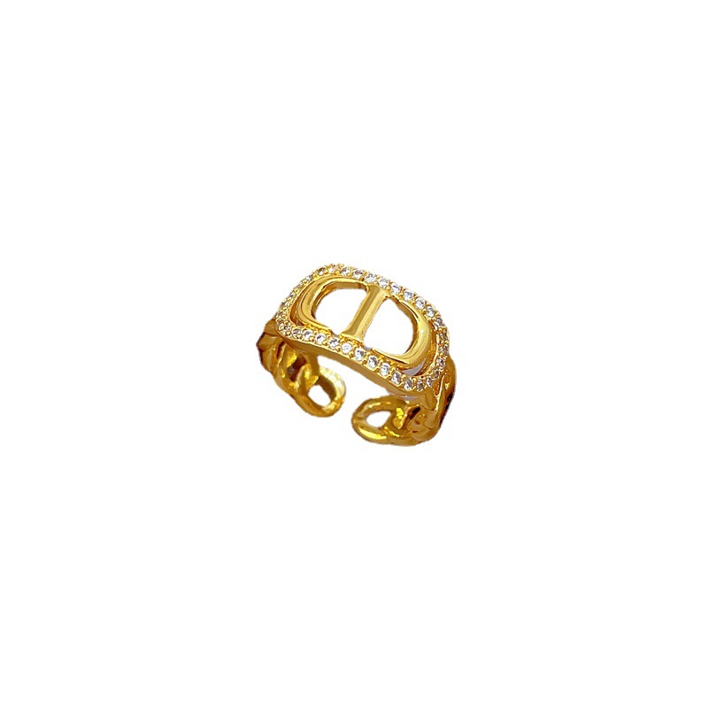 【 Real Gold 】 Couple rings, women's Instagram trendy and fashionable plain ring adjustable open ring, cool and unique style CD ring Item Picture