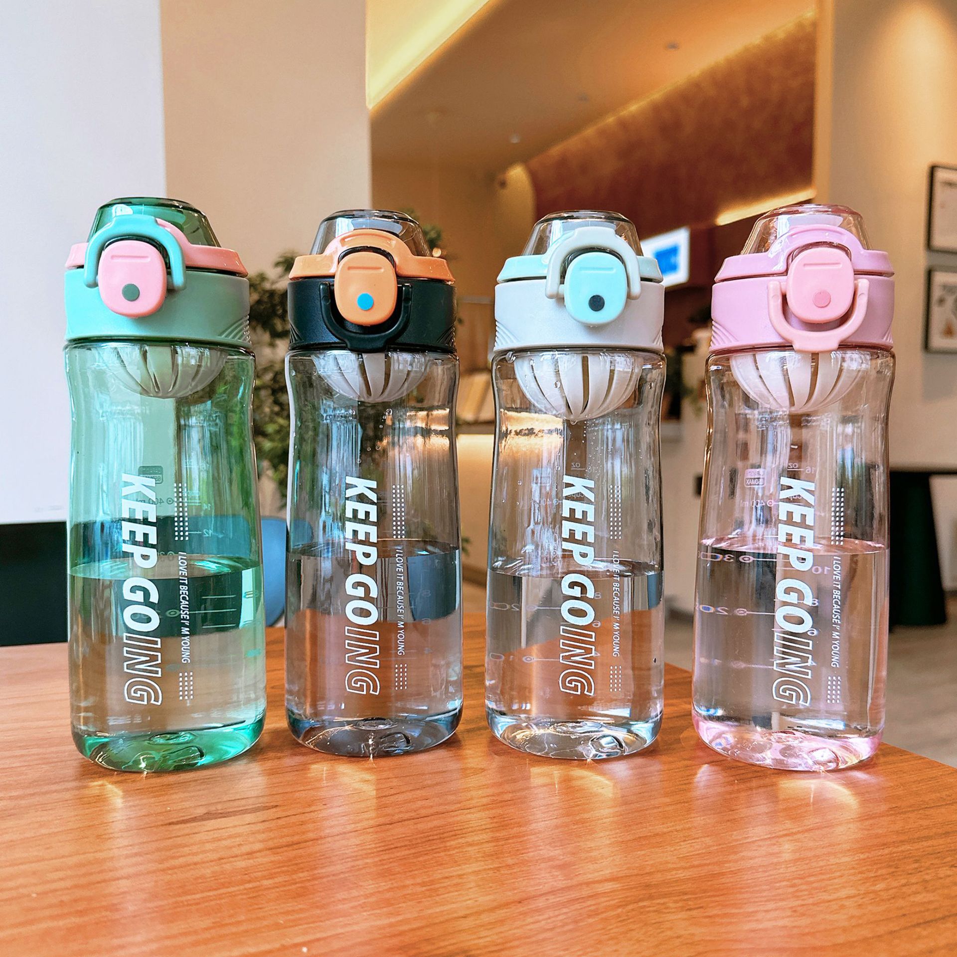 Simple and sporty space cup, fashionable transparent student plastic cup, direct drinking tea brewing filter, summer couple cross-border cup details Picture