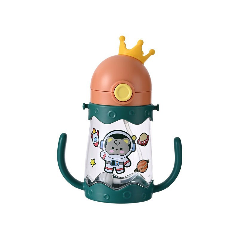 New Crown children's straw cup, plastic water cup, baby drinking water pot, milk drinking cup with gravity ball Item Picture
