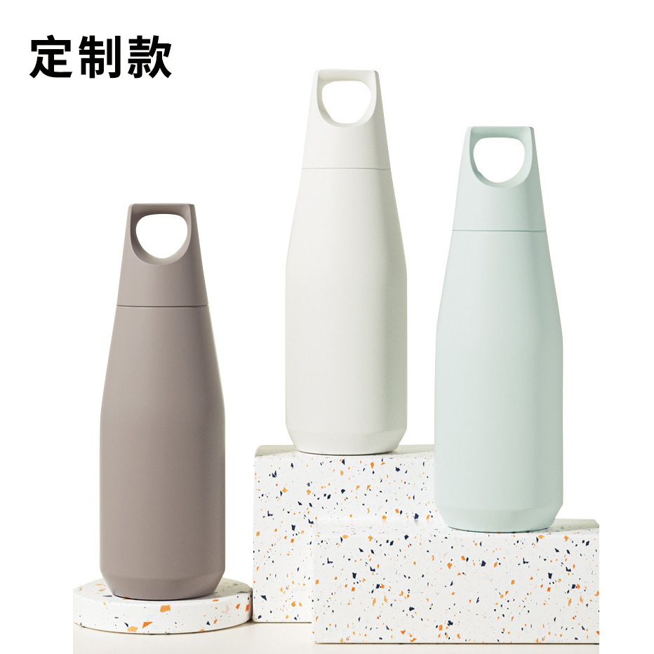 2024 New large-mouth conical stainless steel vacuum cola cup with handle, outdoor heat and cold preservation sports water cup full figure