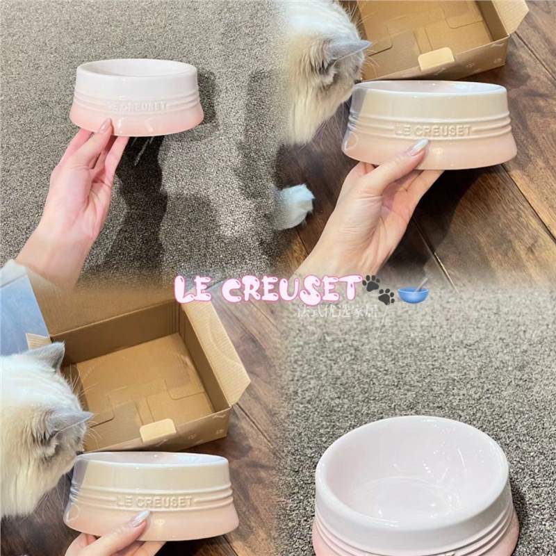 Cool color short-legged, flat-mouthed, high-legged pet bowl, ceramic cat and dog bowl, large-capacity anti-knock, ins snack bowl with gradient color Application Scenario