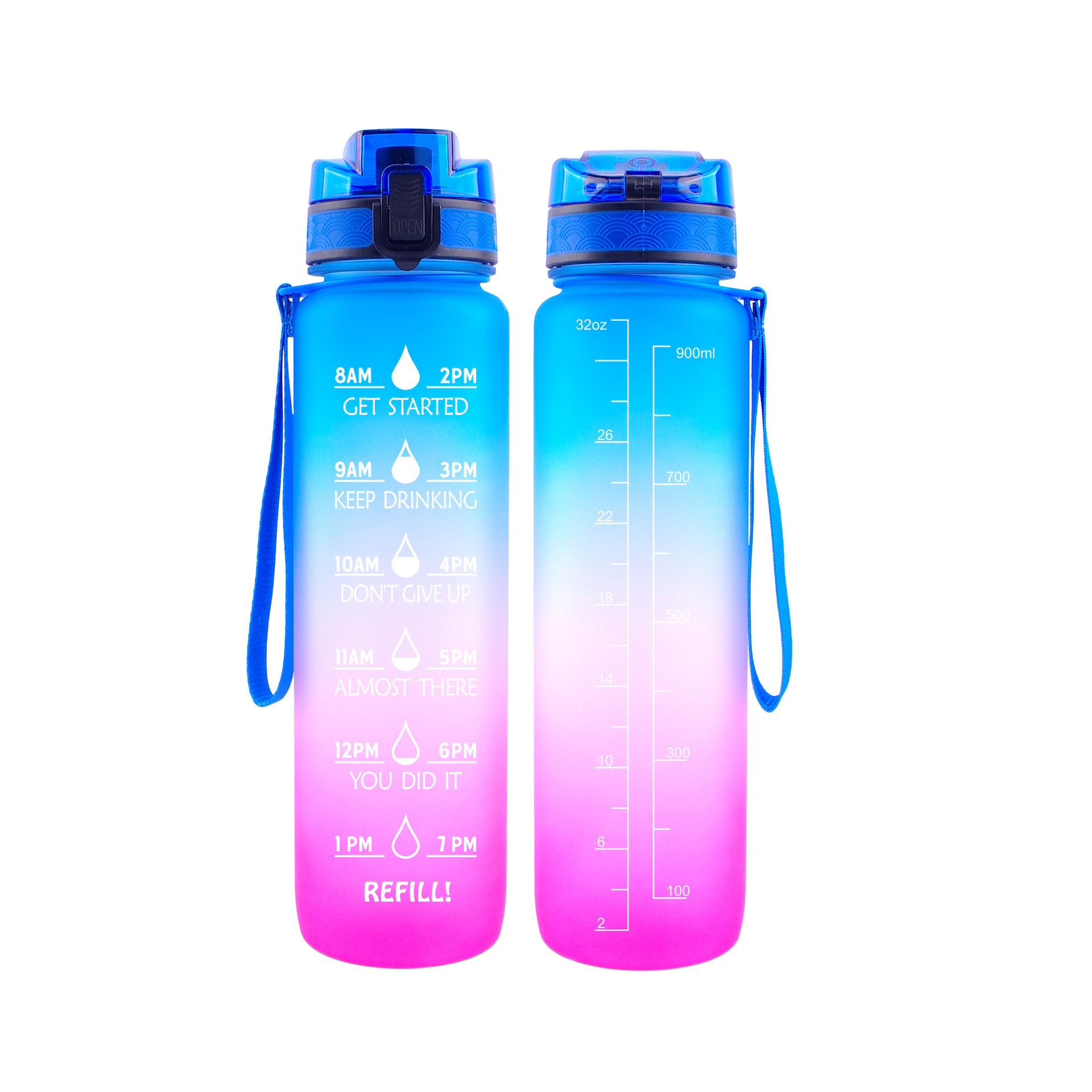 Cross-border Tritan plastic water cup, frosted gradient 1L large capacity sports water bottle, water bottle with scale, space water cup Item Picture