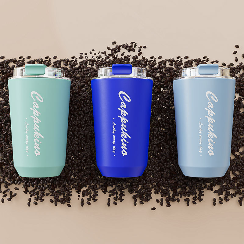 Amazon-exclusive high-appearance-level double-layer vacuum coffee cups, creative car water cups, portable stainless steel insulated cups details Picture