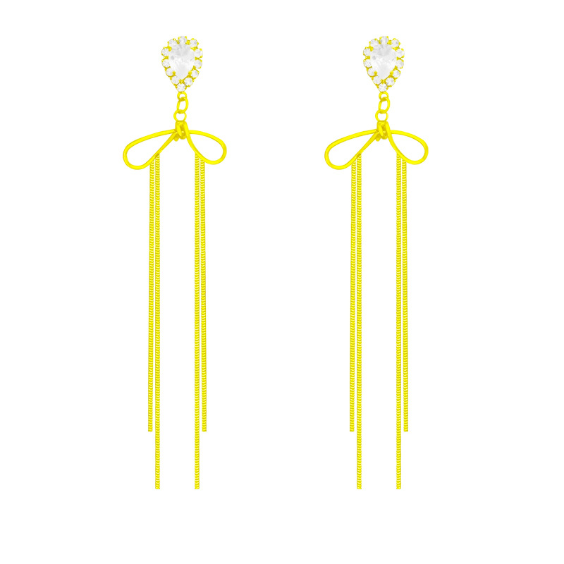 The new 2025 trendy European and American style teardrop bow tassel earrings exude a sense of sophistication and fashion Item Picture