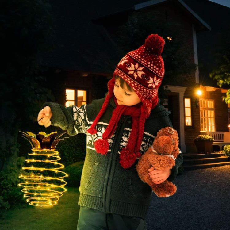 Cross-border bestsellers: Solar pineapple lanterns, iron art lanterns, led copper wire light strings, outdoor waterproof garden decorative hanging lights Specification drawing