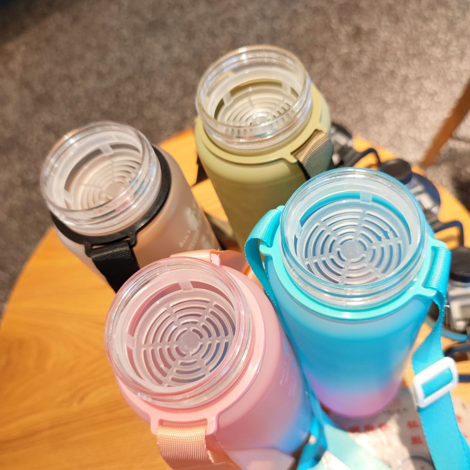 Space cup, plastic direct drinking cup, outdoor sports strap, male and female students, adult portable water cup, tea strainer, Amazon Application Scenario