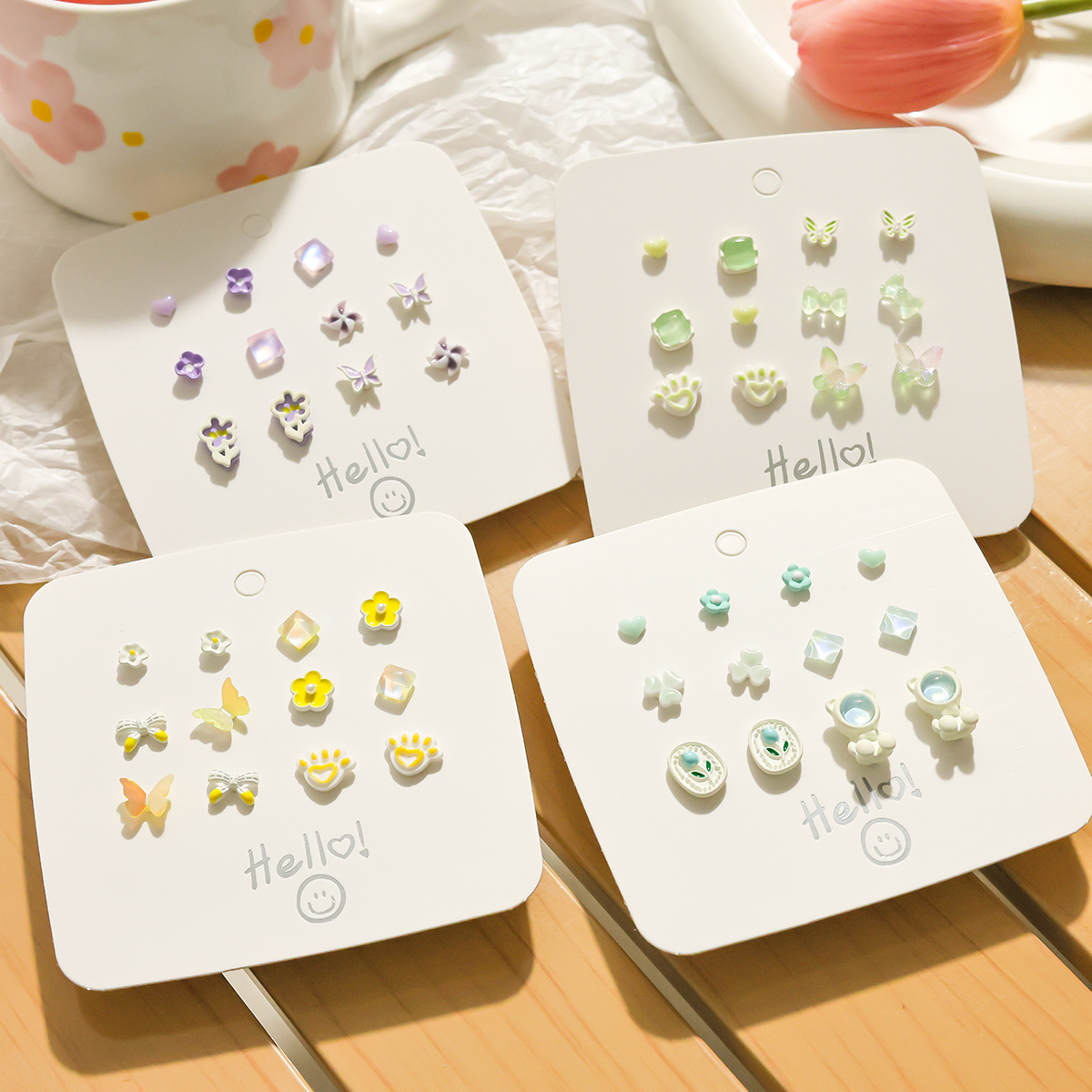Cute and sweet girl heart stud earrings, simple and ins fresh and small student earrings, simple and versatile earrings wholesale Specification drawing