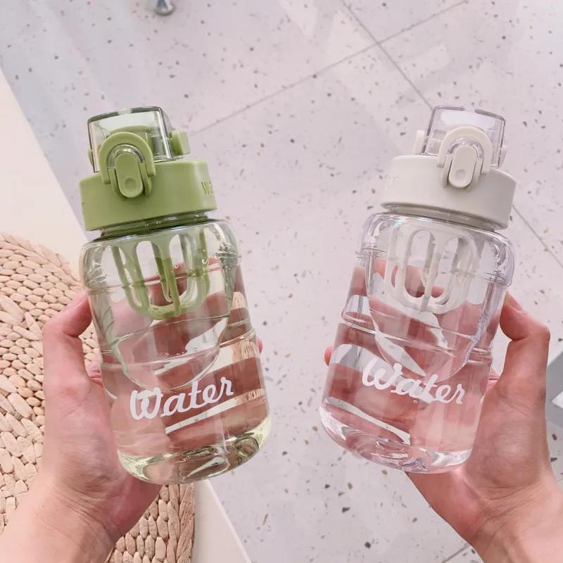 Water cup: High appearance level for girls, plastic cup, portable sports water cup, simple and fresh, anti-drop cup for male couples, casual cup details Picture