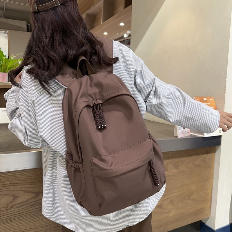 Large-capacity casual schoolbag for college students, ins Korean version, solid color backpack for middle and high school students, simple and versatile backpack Specification drawing