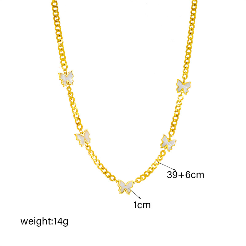 European and American fashion, niche, individualistic, elegant and simple design, white butterfly chain titanium steel jewelry necklace Application Scenario