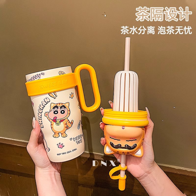 Crayon Shin-chan 316 children's insulated cup, new ice cube cup, large capacity for girls, high appearance level water cup, straw cup details Picture