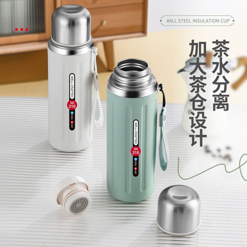 The 2023 new cross-border Roman small steel Cannon insulated cup is a simple and portable 316 stainless steel large-capacity car water cup details Picture