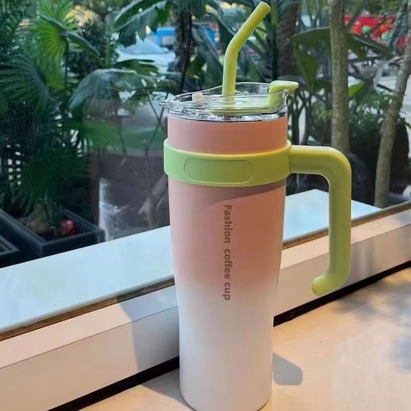 Ice King cup, large-capacity cup, men's and women's cold preservation stainless steel water cup, straw insulated cup, portable coffee cup, summer Specification drawing