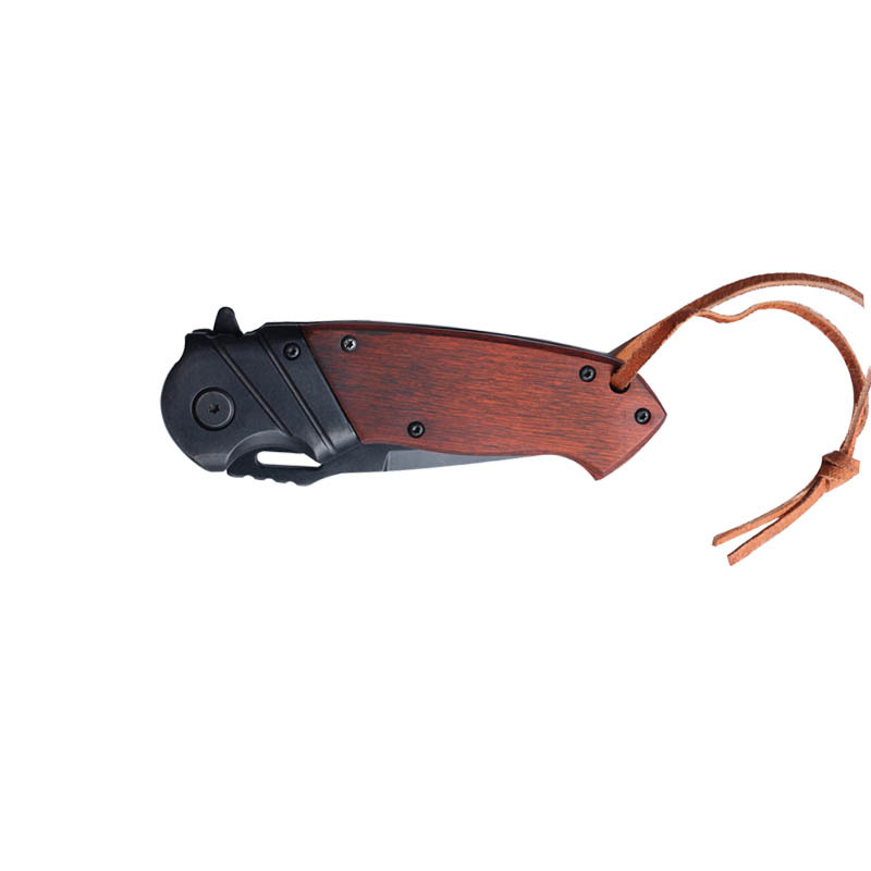Multi-functional outdoor tools: survival folding knife, convenient folding knife for the wild, leather lanyard, convenient hanging knife details Picture