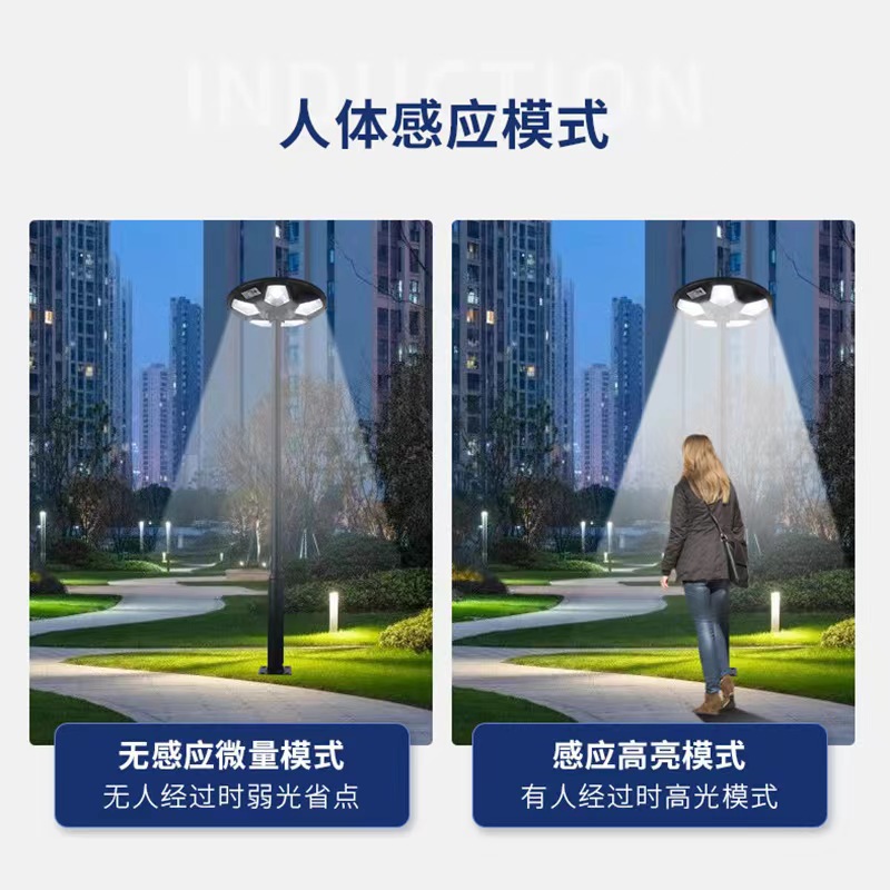 Solar integrated street lamp, LED garden and courtyard lamp, human-sensing ultra-thin UFO flying saucer solar courtyard lamp Specification drawing