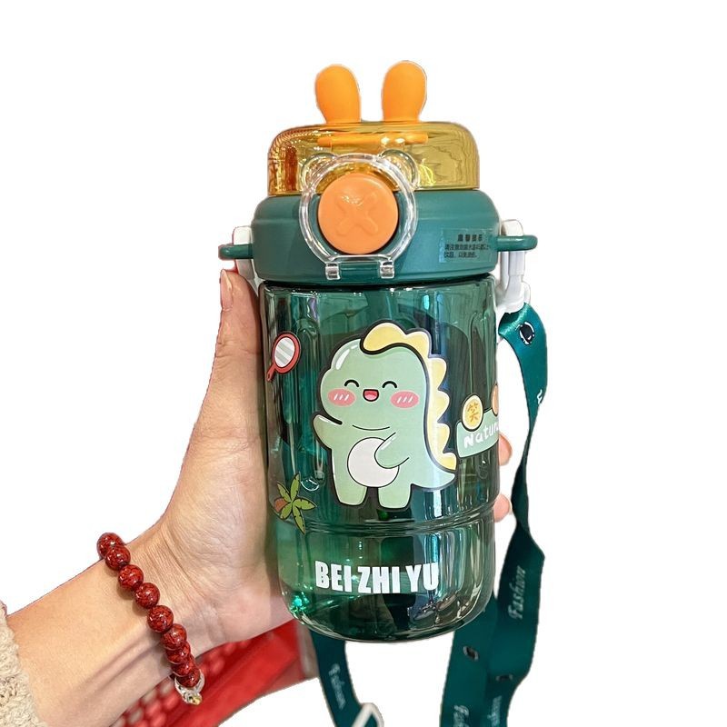 Summer new school straw cup with high appearance level, cute and portable plastic children's water cup for boys and girls, outdoor for primary school students Item Picture