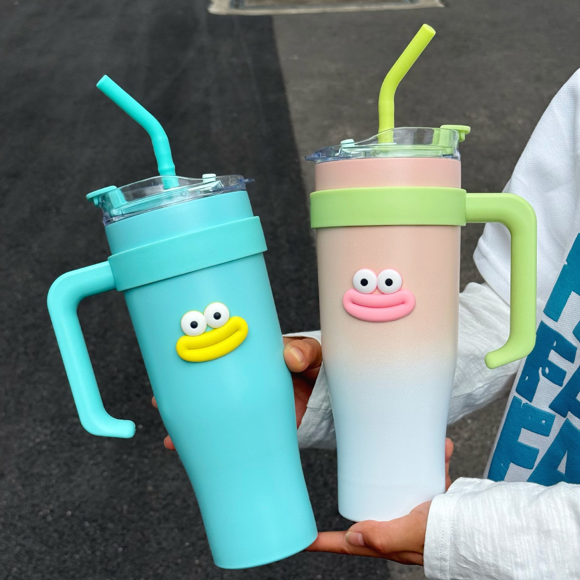 Casual high-appearure-level insulated cup, large-capacity giant 40oz car cup, 304 stainless steel straw cup, ice cup details Picture