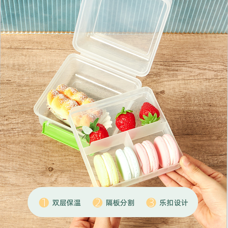 European and American cross-border double-layer sandwich box packaging box, lunch box, square bento, fruit light food, dessert, hamburger and snack box Specification drawing