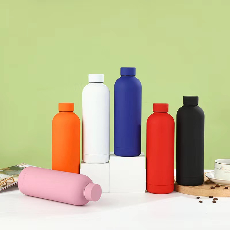 304 stainless steel small-mouth bottle, rubber-painted sports water bottle, outdoor insulated cup, thickened double-layer water cup, cross-border wholesale details Picture