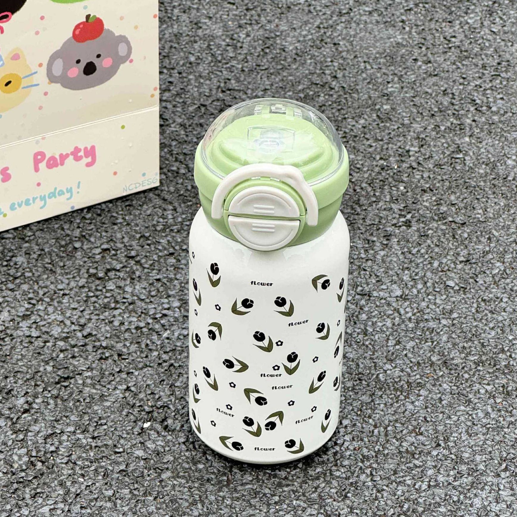 High appearance level double-drinking thermos cup, 316 stainless steel portable, unisplicate, cute coffee and milk cup for work and school Specification drawing