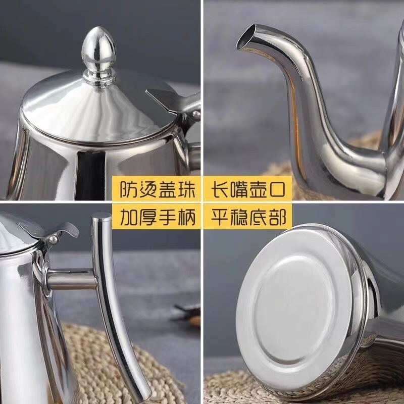 Wholesale of thickened stainless steel kash kettles, flower teapots with filters, universal kettles for hotels, restaurants and tea houses Specification drawing