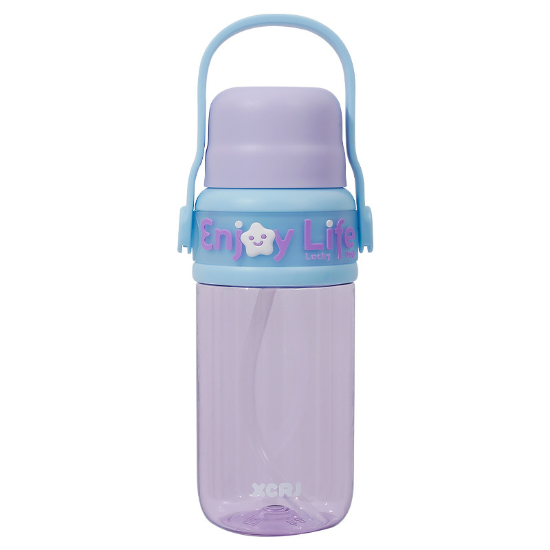 Girls' water cup, large-capacity double-spout water cup, high appearance level, lid, student portable water bottle, sports portable plastic cup Item Picture