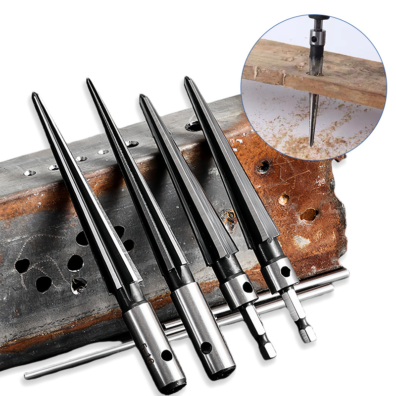 5-16mm electric drill reamer, hand reamer, 3-13mm woodworking tool, wood board reaming, chamfering, deburring, straight handle Specification drawing