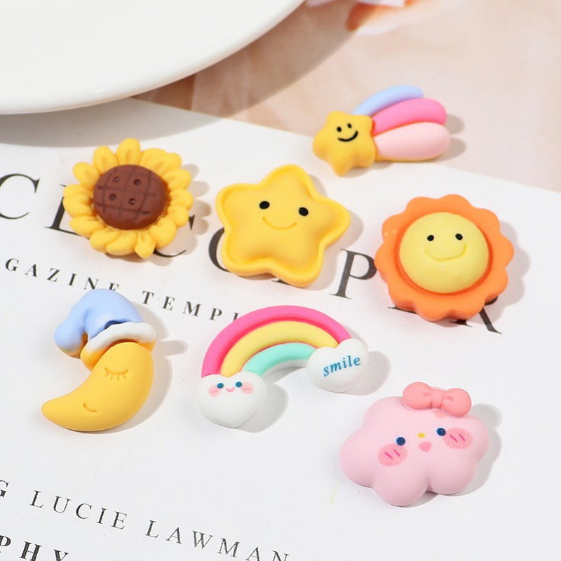 Cream glue accessories, rainbow cloud moon cartoon cute handcrafted ornaments, diy resin accessories for phone case materials details Picture