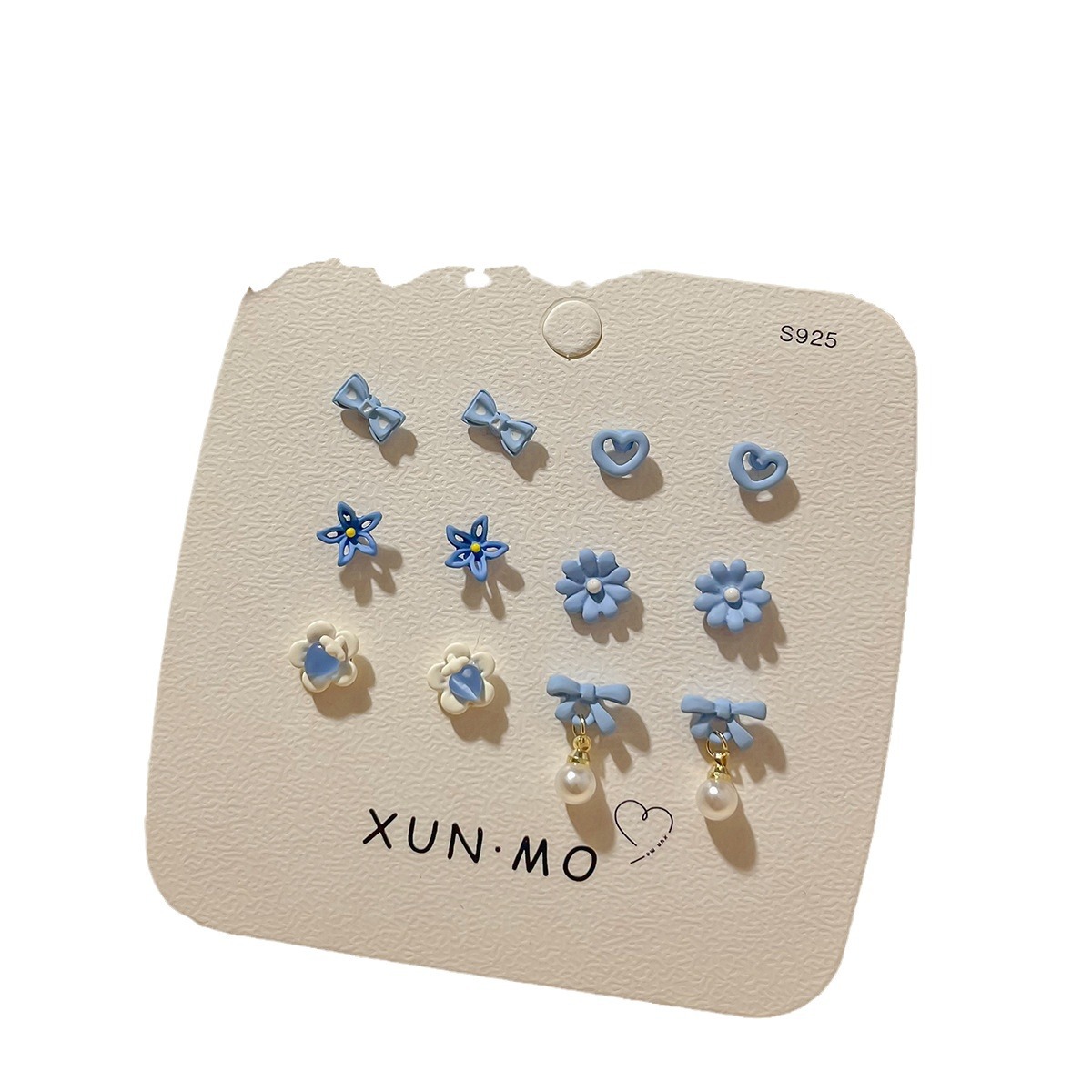 Summer fresh blue stud earring set for whitening, versatile silver needle earrings, 2024 new niche earrings for women wholesale Item Picture