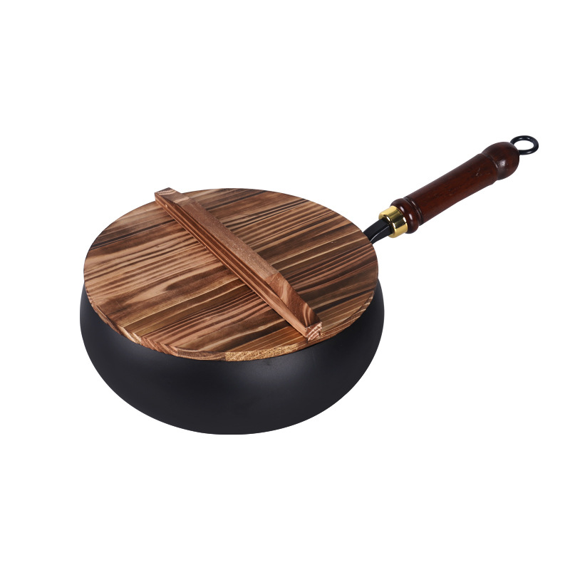 Cross-border traditional large-bellied pot, household non-stick pot, hand-forged multi-functional cast iron pot, small wok for stir-frying and stewing soup Item Picture