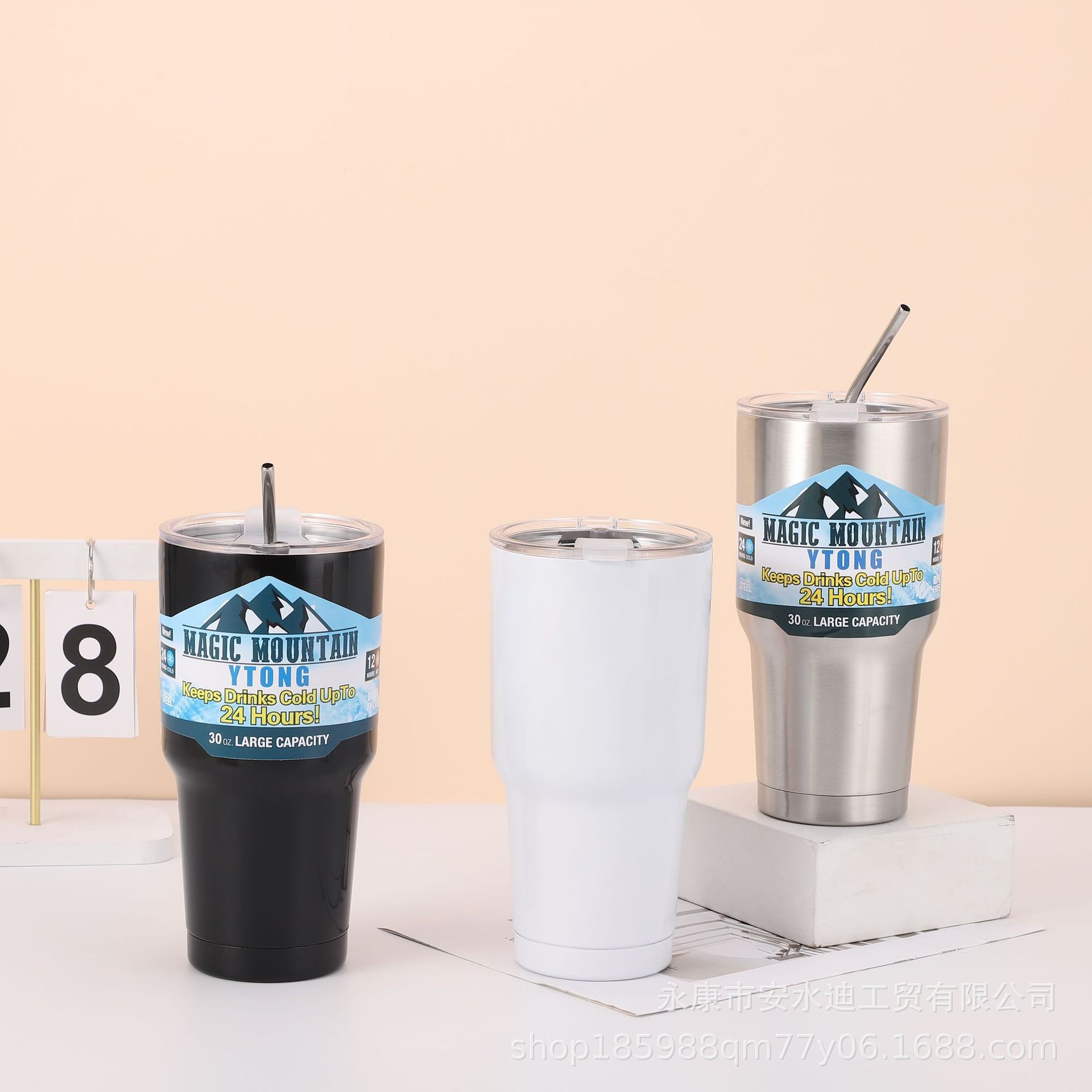 30oz Ice Cup, summer ice preservation cup, 304 stainless steel large-capacity heat and cold preservation cup, portable car water cup details Picture