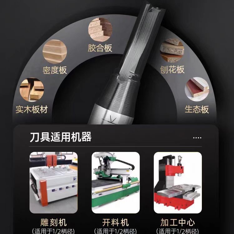 Chuanmu Blade TCT CNC machine, universal three-edge straight knife engraving machine, cutting and slotting woodworking tools, milling cutter T008 Application Scenario