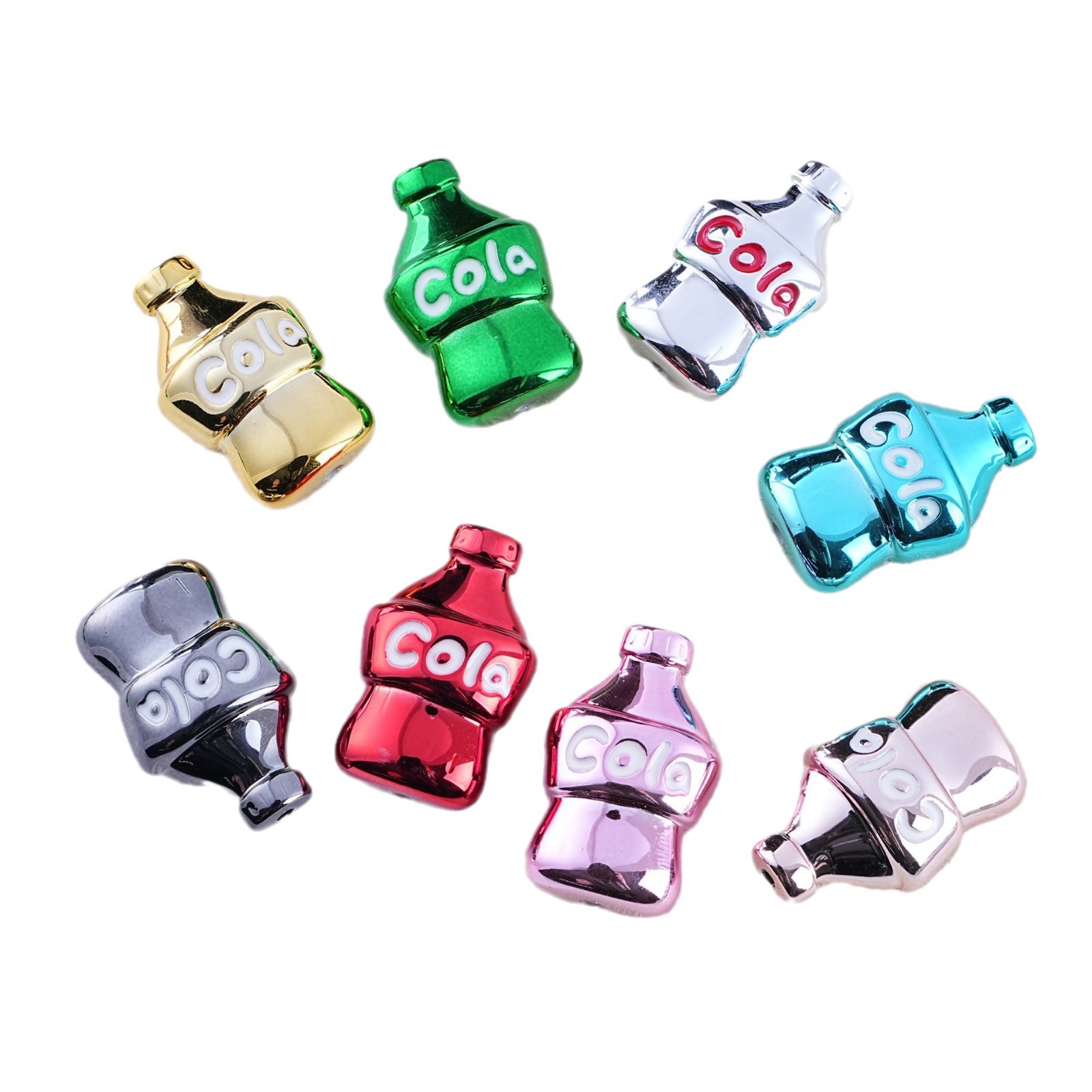 Cross-border metal UV electroplated cola bottle beaded creative diy mobile phone chain material package earrings pendant accessories Item Picture