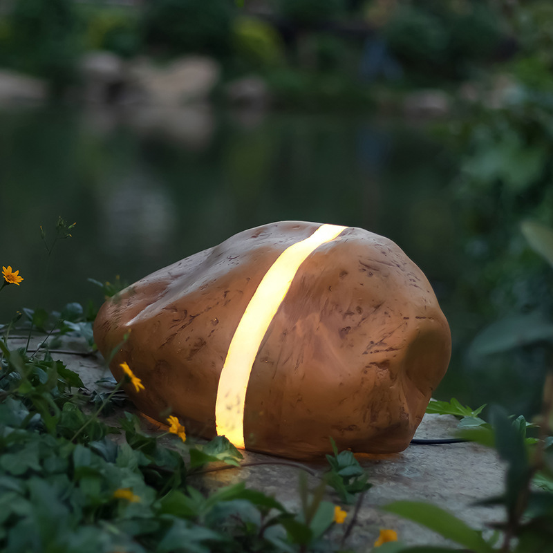 Solar-powered luminous simulation stone lights, outdoor waterproof lawn decorative lights, garden courtyard lights, park landscape lights details Picture