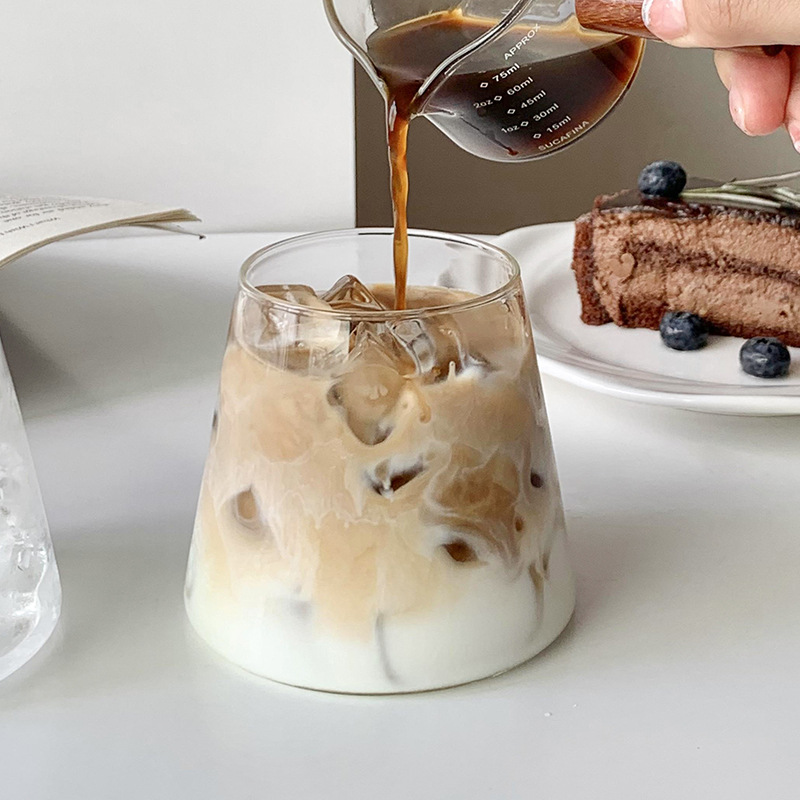 Customizable Fuji Mountain glass cup, iced Americano latte coffee cup, household high borosilicate glass cold drink cola water cup details Picture