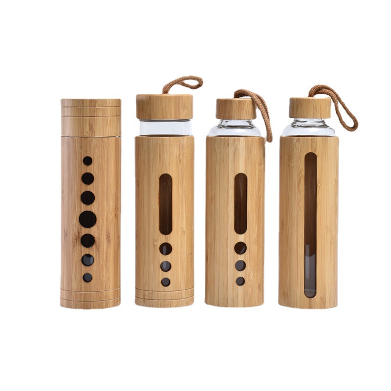 New bamboo shell glass cup, bamboo lid glass cup, single-layer bamboo shell glass water bottle, fully wrapped bamboo shell glass cup Application Scenario
