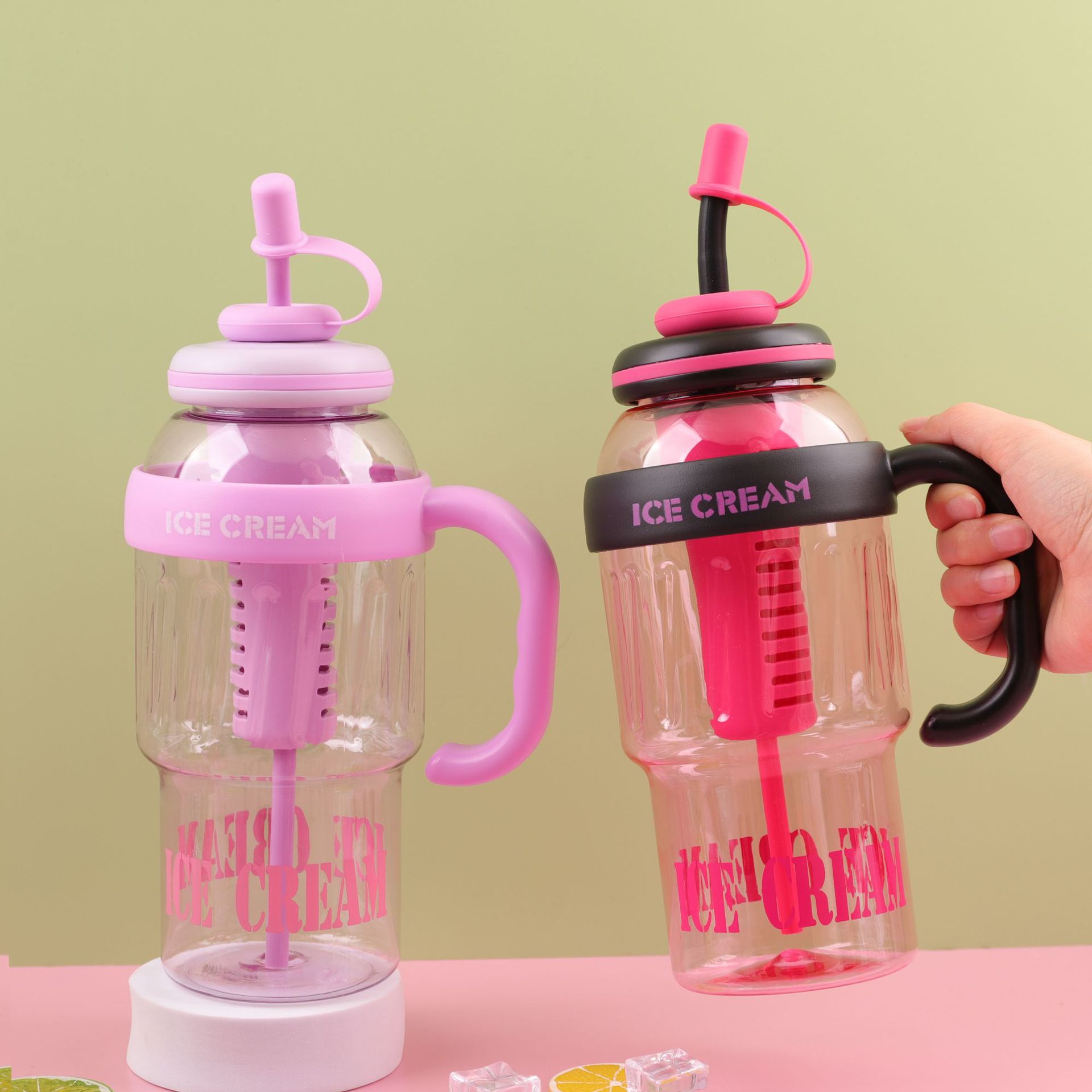 Summer new large-capacity plastic straw cup, high appearance level, cute ice king cup, outdoor portable plastic internet-famous water cup Specification drawing