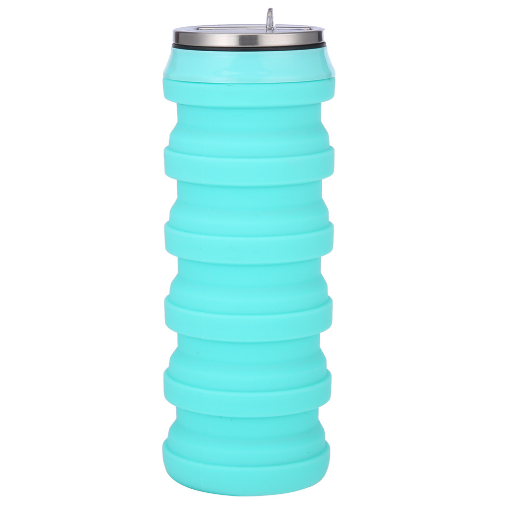 New Amazon silicone folding cup, creative stretchable can water bottle, camouflage folding sports water bottle Item Picture