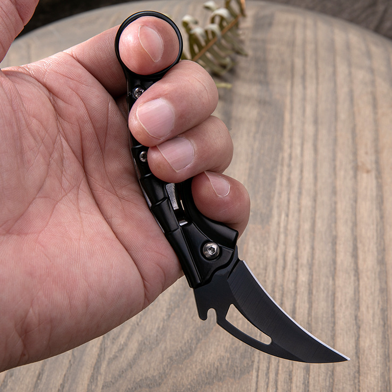 Outdoor folding knife, small folding knife, barbecue cutter, War Wolf mini folding curved knife, folding curved knife details Picture