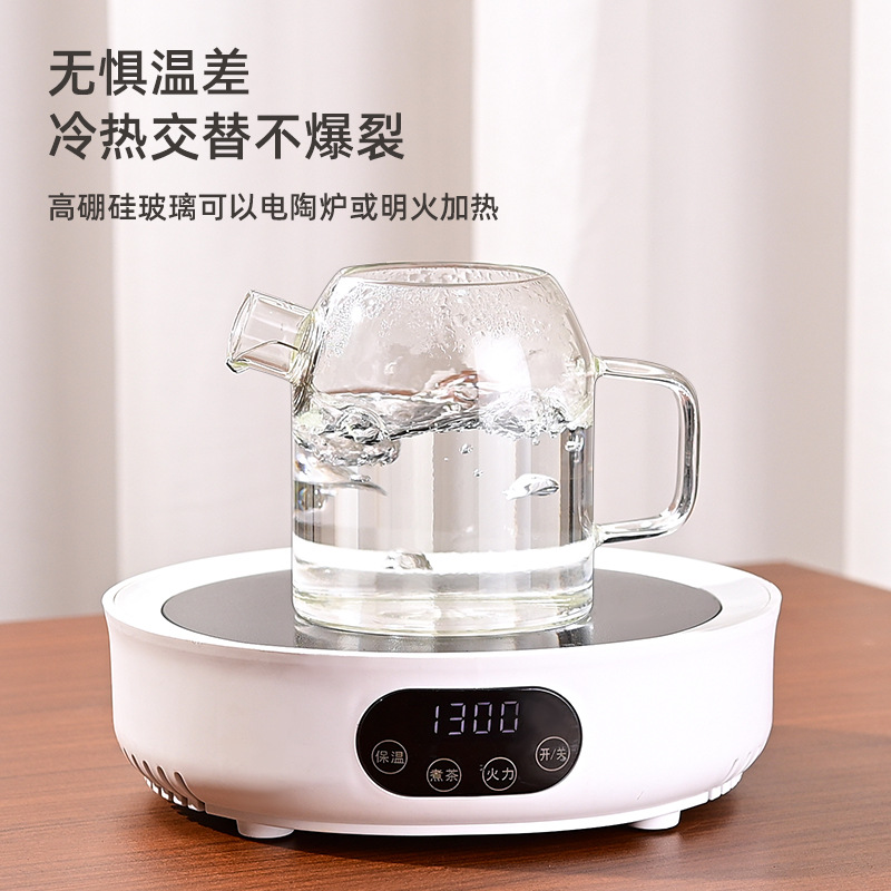 Wholesale of new teapots, storage jars, high borosilicate glass transparent sealed jars, spherical wooden stoppers, cold and heat resistant beverage POTS details Picture