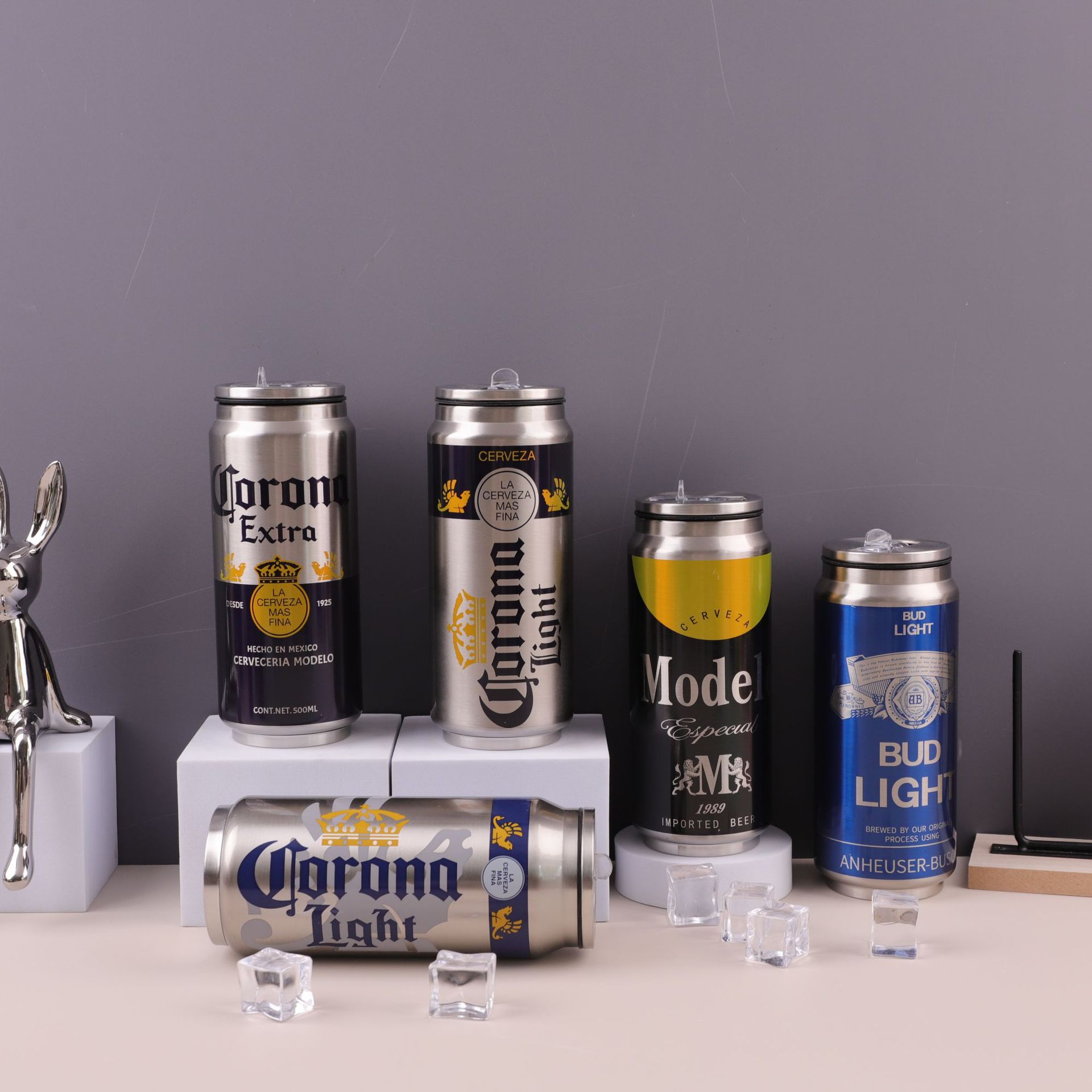 Cross-border creative American-style cans, 304 stainless steel insulated straw cups, beer and cola cups, portable car cups details Picture